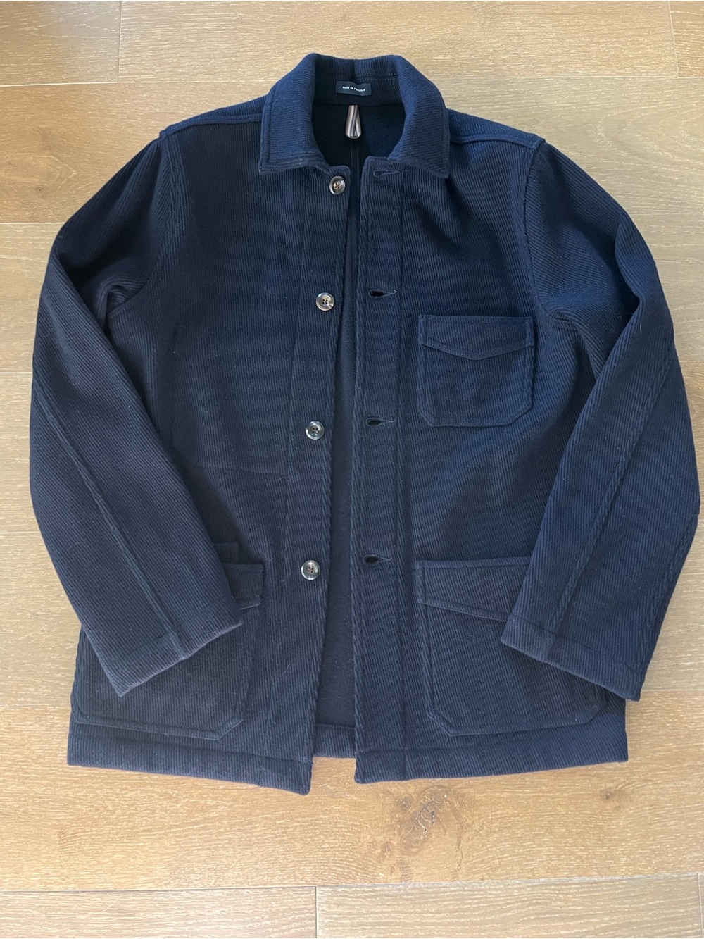 Drake’s Five-pocket Chore Jacket in Navy winter-ready wool size 36 small